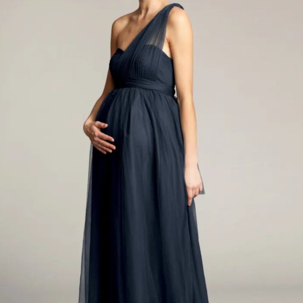 Jenny Yoo Maternity Bridesmaid Serafina Convertible Navy Dress Size 10, Nwt